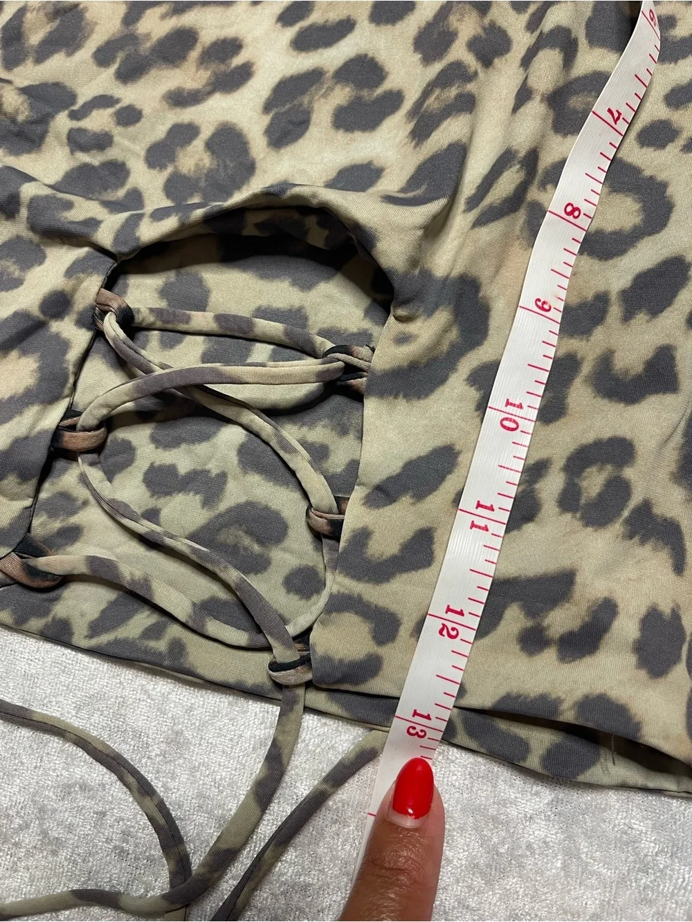 Frankie's Bikinis Olive & Black Leopard Lace-Up Crop Top